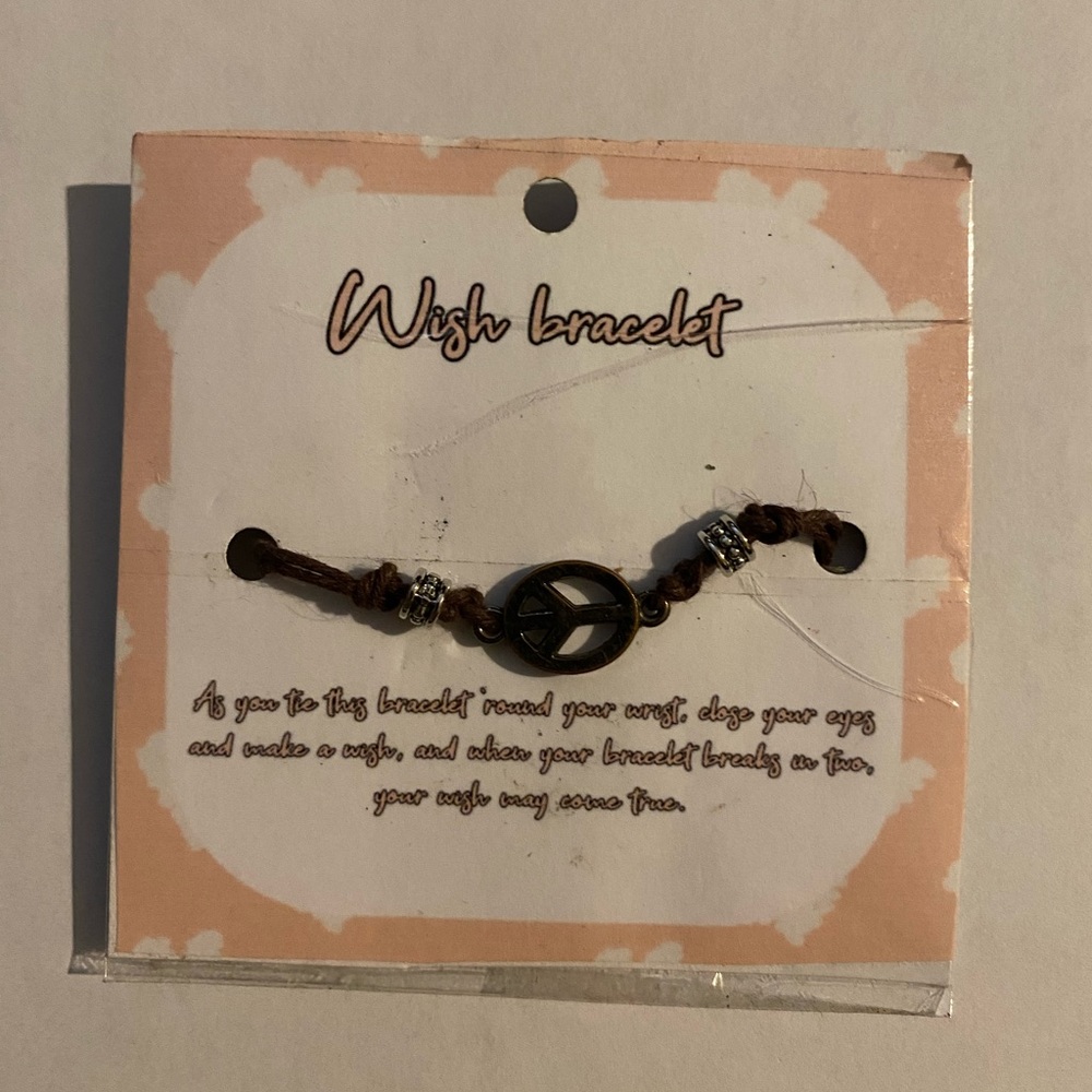 Peace sign charm wish bracelet HANDMADE